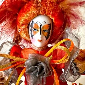 Harlequin Doll, Masquerade Mask & Stand

#Mardi Gras 
#Venetian 
#PorcelainDoll